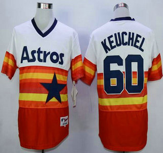 Men's Houston Astros #60 Dallas Keuchel White With Orange 1980 Turn Back The Clock Jersey