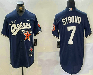 Men's Houston Astros #7 CJ Stroud Navy Cactus Jack Vapor Premier Stitched Baseball Jersey