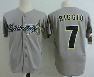 Men's Houston Astros #7 Craig Biggio Gray Road 1997 Throwback Cooperstown Collection Stitched MLB Mitchell & Ness Jersey