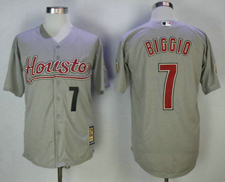 Men's Houston Astros #7 Craig Biggio Grey with Houston Cooperstown Collection Stitched MLB Majestic Jersey