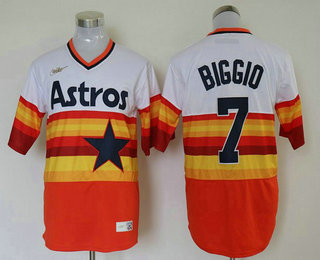 Men's Houston Astros #7 Craig Biggio Orange Rainbow Cooperstown Stitched MLB Cool Base Nike Jersey