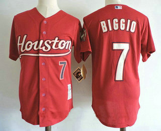 Men's Houston Astros #7 Craig Biggio Red Throwback Cooperstown Collection Stitched MLB Mitchell & Ness Jersey