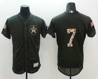 Men's Houston Astros #7 Craig Biggio Retired Green Salute to Service 2016 Flexbase Majestic Baseball Jersey