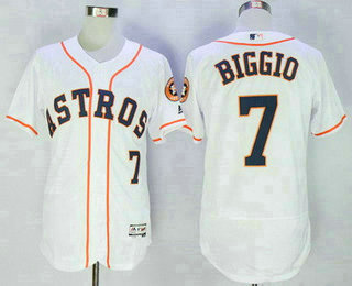 Men's Houston Astros #7 Craig Biggio Retired White Stitched MLB 2016 Majestic Flex Base Jersey