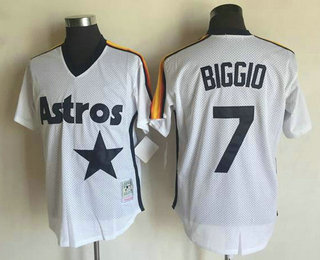 Men's Houston Astros #7 Craig Biggio White Mesh Batting Practice Throwback Jersey By Mitchell & Ness