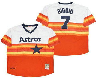 Men's Houston Astros #7 Craig Biggio White Orange 1980 Throwback Jersey