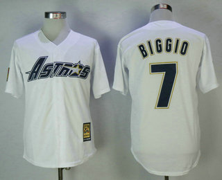 Men's Houston Astros #7 Craig Biggio White with Astros Cooperstown Collection Stitched MLB Majestic Jersey