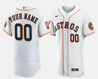 Men's Houston Astros Active Player Custom White 60th Anniversary Flex Base Stitched Baseball Jersey