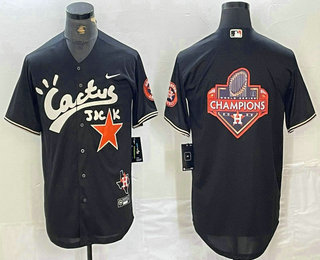 Men's Houston Astros Big Logo Black Cactus Jack Vapor Premier Stitched Baseball Jersey