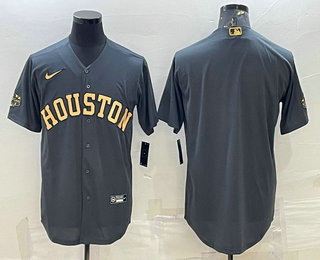 Men's Houston Astros Blank 2022 All Star Charcoal Cool Base Stitched Baseball Jersey