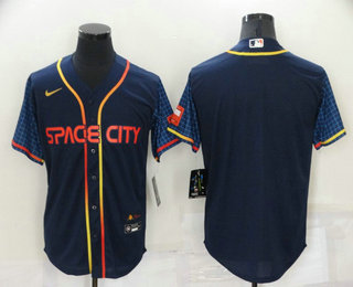 Men's Houston Astros Blank 2022 Navy Blue City Connect Cool Base Stitched Jersey