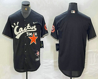 Men's Houston Astros Blank Black Cactus Jack Vapor Premier Stitched Baseball Jersey