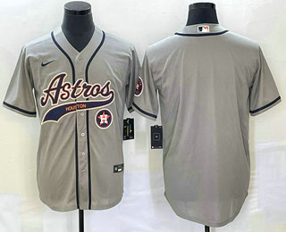 Men's Houston Astros Blank Grey Cool Base Stitched Baseball Jersey 01