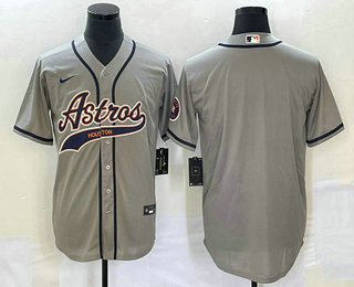 Men's Houston Astros Blank Grey Cool Base Stitched Baseball Jersey 02