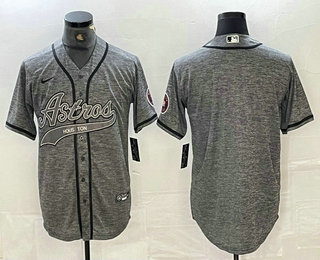 Men's Houston Astros Blank Grey Gridiron Cool Base Stitched Baseball Jersey 11