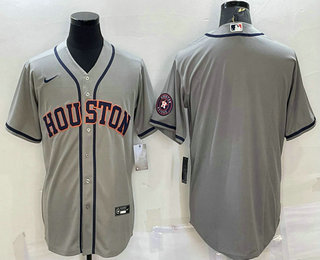 Men's Houston Astros Blank Grey With Patch Stitched MLB Cool Base Nike Jersey