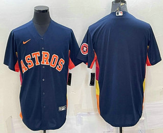 Men's Houston Astros Blank Navy Blue With Patch Stitched MLB Cool Base Nike Jersey