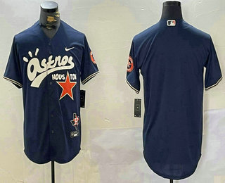 Men's Houston Astros Blank Navy Cactus Jack Vapor Premier Stitched Baseball Jersey