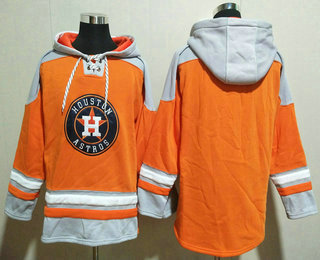 Men's Houston Astros Blank Orange Ageless Must Have Lace Up Pullover Hoodie