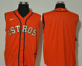 Men's Houston Astros Blank Orange Gold 2020 Cool and Refreshing Sleeveless Fan Stitched MLB Nike Jersey