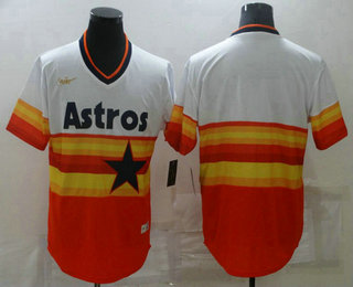 Men's Houston Astros Blank Orange Rainbow Cooperstown Stitched MLB Cool Base Nike Jersey