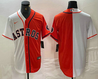 Men's Houston Astros Blank Orange White Split Stitched Baseball Jersey