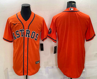 Men's Houston Astros Blank Orange With Patch Stitched MLB Cool Base Nike Jersey