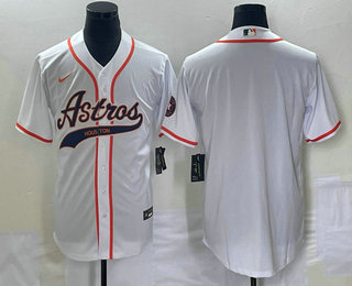 Men's Houston Astros Blank White Cool Base Stitched Baseball Jersey 01