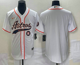 Men's Houston Astros Blank White Cool Base Stitched Baseball Jersey 02