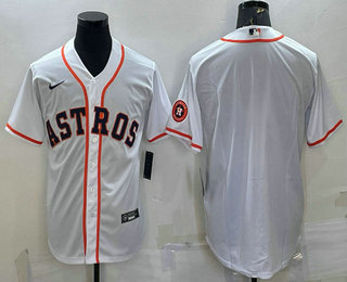 Men's Houston Astros Blank White With Patch Stitched MLB Cool Base Nike Jersey