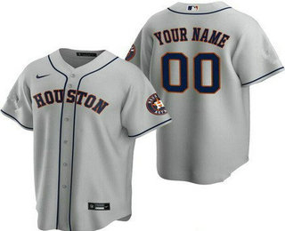 Men's Houston Astros Customized Gray Team Logo Cool Base Jersey
