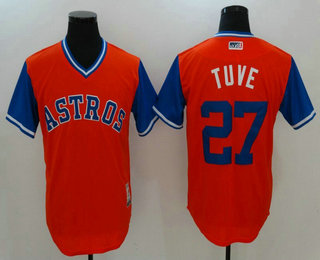 Men's Houston Astros Jose Altuve #27 Tuve Majestic Orange 2017 Little League World Series Players Weekend Stitched Nickname Jersey