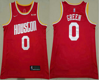 Men's Houston Rockets #0 Jalen Green New Red 2019 Nike Hardwood Classics Stitched Jersey With The Sponsor