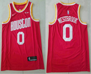 Men's Houston Rockets #0 Russell Westbrook New Red 2019 Nike Hardwood Classics Stitched NBA Jersey With The Sponsor Logo