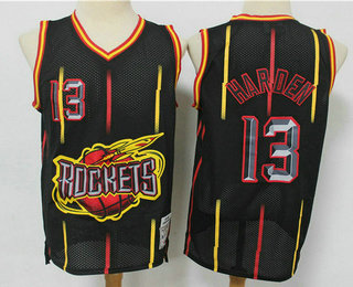 Men's Houston Rockets #13 James Harden Black Hardwood Classics Soul Swingman Throwback Jersey