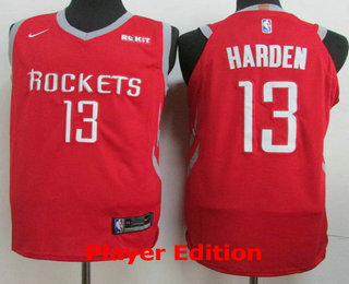 Men's Houston Rockets #13 James Harden New Red 2018 Nike Player Edition Stitched NBA Jersey With The Sponsor Logo