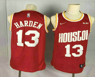 Men's Houston Rockets #13 James Harden New Red 2019 Nike Hardwood Classics Stitched NBA Jersey With The Sponsor Logo