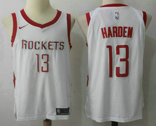 Men's Houston Rockets #13 James Harden New White 2017-2018 Nike Swingman Stitched NBA Jersey