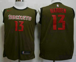 Men's Houston Rockets #13 James Harden Olive Stitched Nike Swingman Jersey