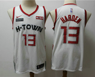 Men's Houston Rockets #13 James Harden White 2020 Nike City Edition Swingman Jersey With The Sponsor Logo