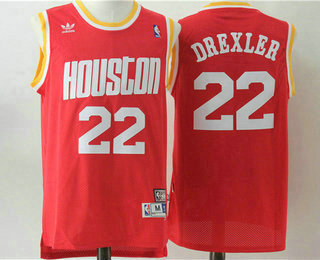 Men's Houston Rockets #22 Clyde Drexler Hardwood Classic Swingman Throwback Red Jersey