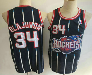 Men's Houston Rockets #34 Hakeem Olajuwon 1993-94 Navy Blue Hardwood Classics Soul Swingman Throwback Jersey