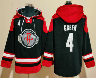 Men's Houston Rockets #4 Jalen Green Black Ageless Must Have Lace Up Pullover Hoodie