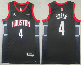 Men's Houston Rockets #4 Jalen Green Black Sponsor Swingman Stitched Jersey