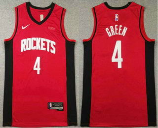 Men's Houston Rockets #4 Jalen Green Red Sponsor Swingman Stitched Jersey