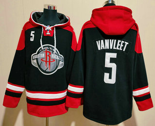 Men's Houston Rockets #5 Fred VanVleet Black Ageless Must Have Lace Up Pullover Hoodie