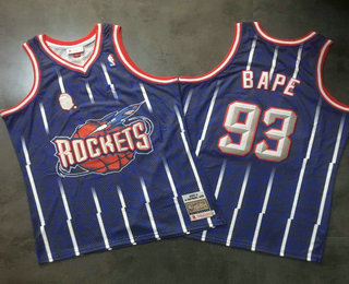 Men's Houston Rockets #93 Bape Mitchell & Ness x BAPE Navy Blue Swingman Jersey