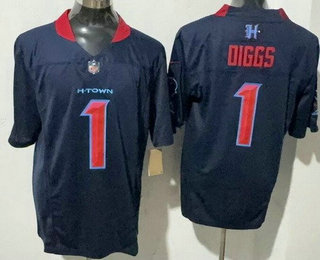 Men's Houston Texans #1 Stefon Diggs Limited Navy Alternate FUSE Vapor Jersey