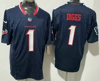 Men's Houston Texans #1 Stefon Diggs Limited Navy FUSE Vapor Jersey