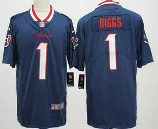 Men's Houston Texans #1 Stefon Diggs Limited Navy Vapor Jersey